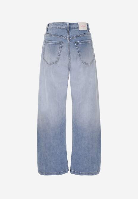 Niebieskie Jeansy Szerokie z Wytarciami High Waist Calale 7