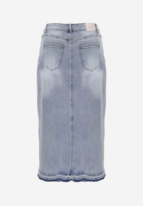 Niebieska Spódnica z Jeansu z Bawełną High Waist o Asymetrycznym Kroju Vikisla 7