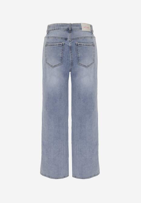 Niebieskie Szerokie Jeansy High Waist z Przeszyciami Tryphile 7