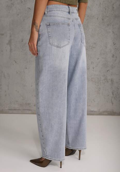 Niebieskie Jeansy Typu Loose z Bawełną High Waist Maeriala 4