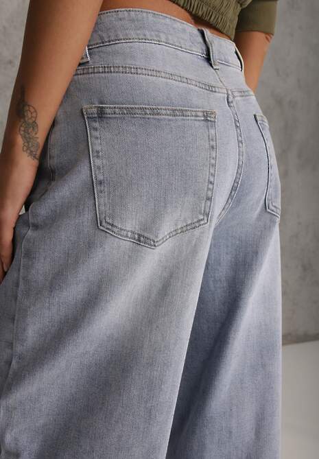 Niebieskie Jeansy Typu Loose z Bawełną High Waist Maeriala 5