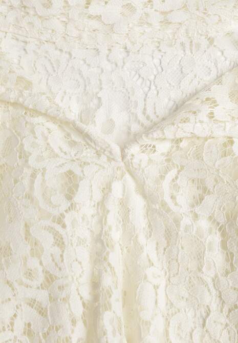 Beżowa Koronkowa Bluzka Wiskozowa z Bawełną Ozdobiona Wiązaniem Diomopis 6