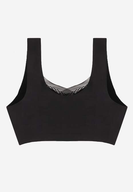Czarny Sportowy Biustonosz z Usztywnieniem Ozdobiony Siateczkową Wstawką Edalissa 6