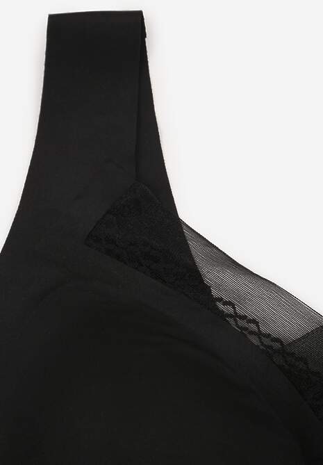 Czarny Sportowy Biustonosz z Usztywnieniem Ozdobiony Siateczkową Wstawką Edalissa 7