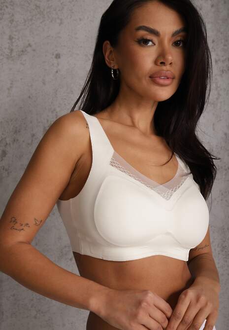 Biały Sportowy Biustonosz z Usztywnieniem Ozdobiony Siateczkową Wstawką Edalissa 4