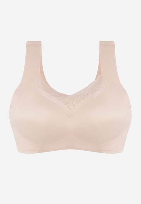 Beżowy Sportowy Biustonosz z Usztywnieniem Ozdobiony Siateczkową Wstawką Edalissa