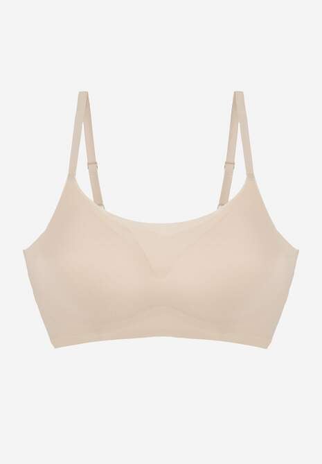 Beżowy Usztywniany Biustonosz o Bezszwowym Wykończeniu Bez Fiszbin Leanoreth