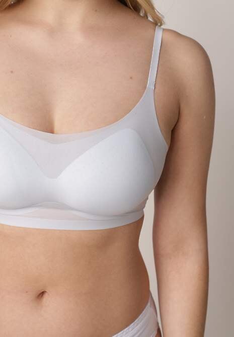 Niebieski Usztywniany Biustonosz o Bezszwowym Wykończeniu Bez Fiszbin Leanoreth