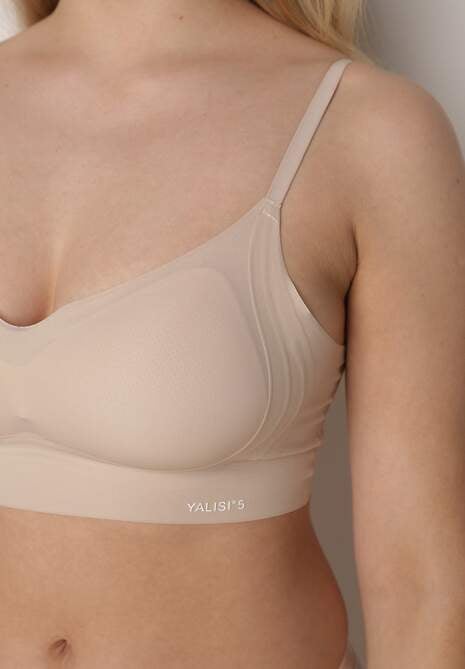 Beżowy Elastyczny Biustonosz Bezszwowy Bez Fiszbin Edaelia