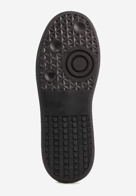 Czarne Sneakersy Skórzane w Stylu Tenisówek z Geometrycznym Wzorem Eshiryla 7