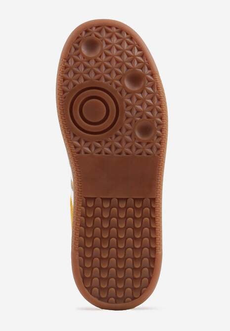 Żółte Sneakersy Skórzane w Stylu Tenisówek z Geometrycznym Wzorem Eshiryla 7