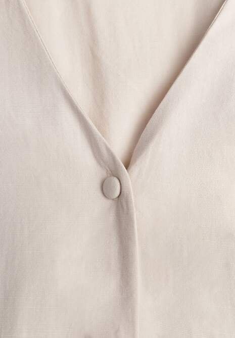Beżowa Rozkloszowana Sukienka Koszulowa z Bawełny i Wiskozy Zdobiona Klapami Gleta 6