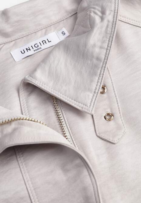 Beżowa Kurtka Bomberka Oversize z Paskami przy Rękawach Lann 6