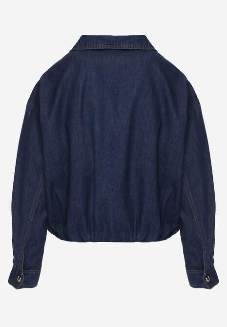 Niebieska Przejściowa Kurtka Jeansowa Balloon z Bawełny z Kołnierzykiem Abijena 7