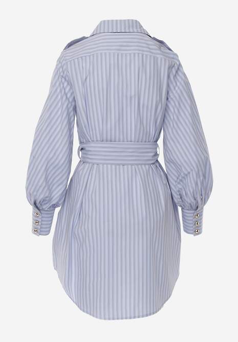 Niebieska Koszulowa Sukienka z Bawełny z Paskiem w Stylu Soft Utility Effiara 7
