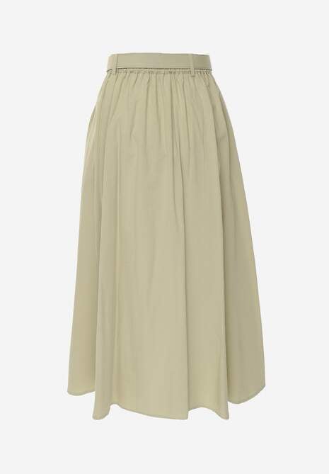 Zielona Rozkloszowana Spódnica z Kieszonkami i Paskiem z Klamrą Qualea 7