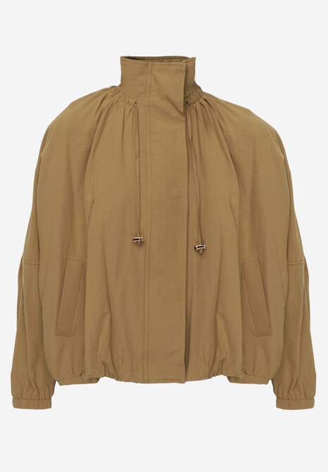 Zielona Oversizowa Kurtka Przejściowa o Kroju Bombki z Bawełny i Wiskozy Birana 6