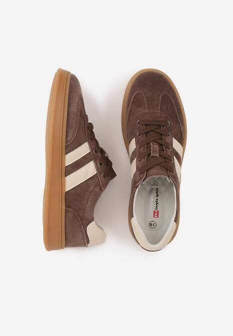 Ciemnobrązowe Sneakersy ze Skóry Naturalnej z Geometrycznym Wzorem Zetisius 6