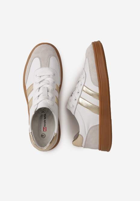 Białe Sneakersy ze Skóry Naturalnej z Geometrycznym Wzorem Zetisius 6