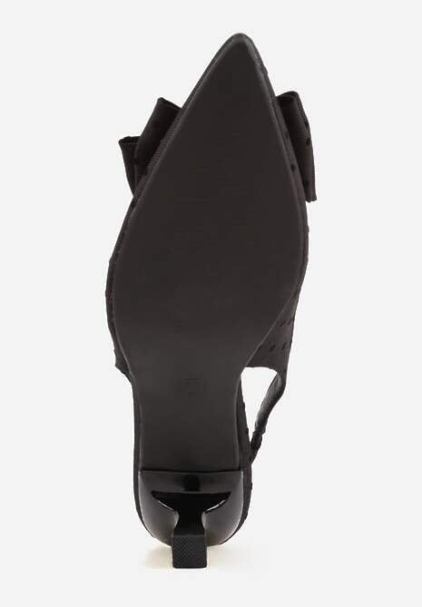 Czarne Sandały Slingback na Kaczuszce Zdobione Aplikacją z Kokardą Tenianee 7
