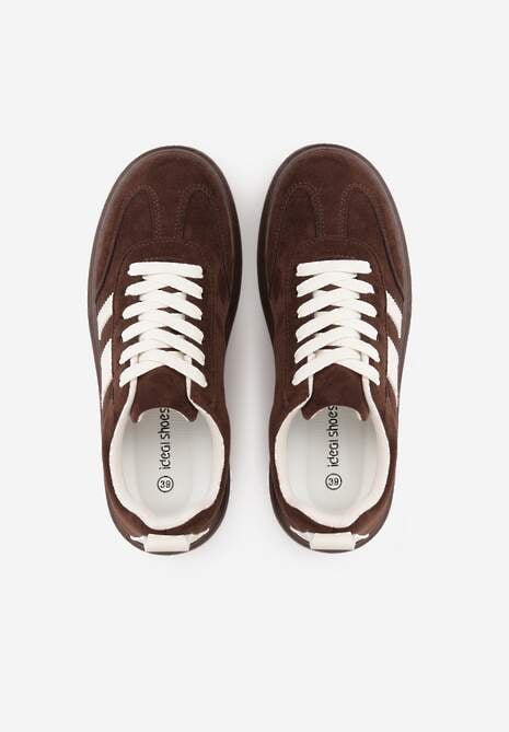 Brązowe Sneakersy Klasyczne Tenisówki na Grubej Podeszwie z Koturnem Adessia 6