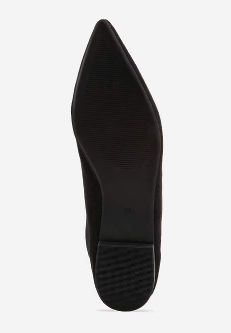 Czarne Balerinki z Imitacji Zamszu ze Szpiczastym Noskiem Melikel 7