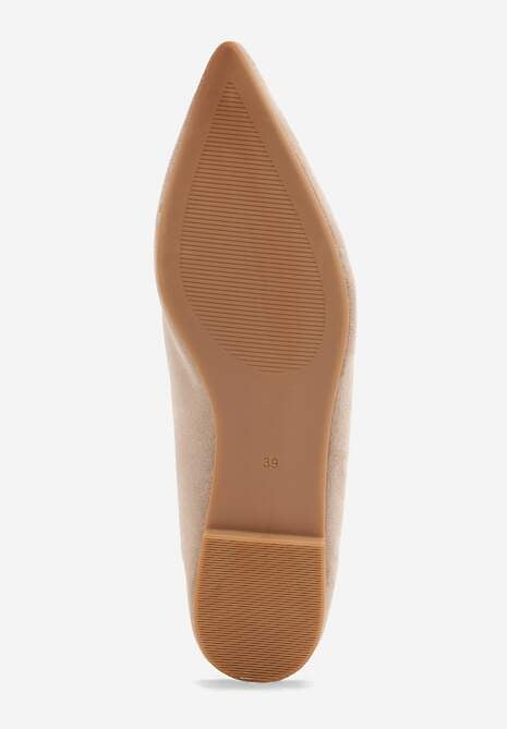 Beżowe Balerinki z Imitacji Zamszu ze Szpiczastym Noskiem Melikel 7