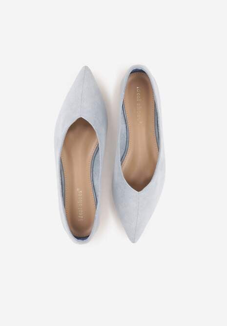 Niebieskie Balerinki z Imitacji Zamszu ze Szpiczastym Noskiem Melikel 6