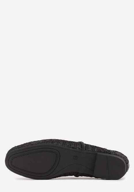 Czarne Balerinki Mary Jane z Ażurową Cholewką Imitującą Plecionkę Timina 7