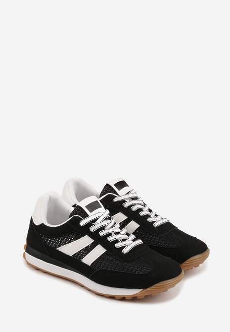 Czarne Klasyczne Sneakersy Zdobione Siateczkowymi Wstawkami Eilshoy 5