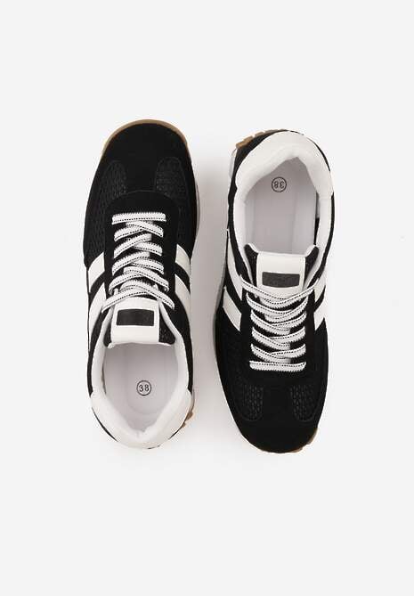 Czarne Klasyczne Sneakersy Zdobione Siateczkowymi Wstawkami Eilshoy 6