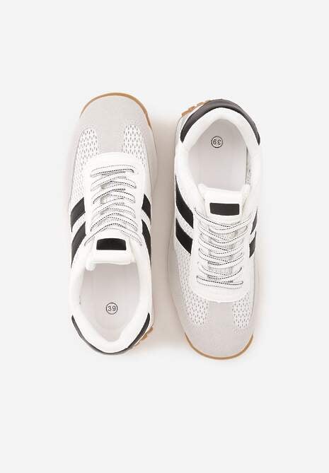 Białe Klasyczne Sneakersy Zdobione Siateczkowymi Wstawkami Eilshoy 6