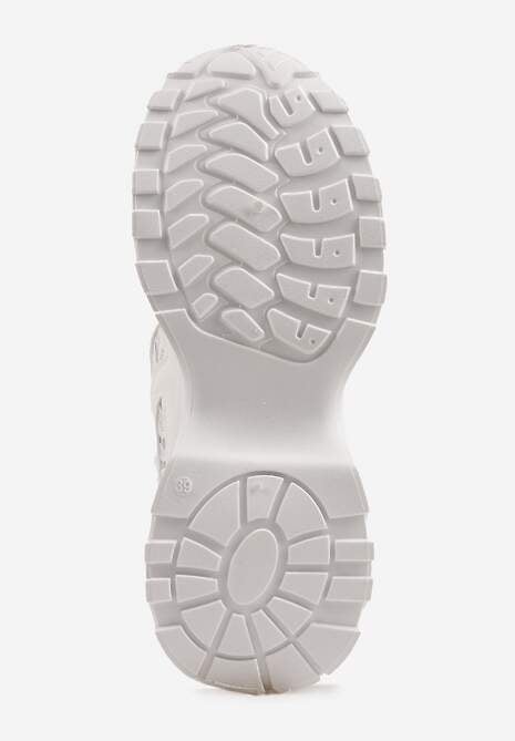 Białe Sneakersy na Platformie Ozdobione Cyrkoniami i Koronką Antea 7