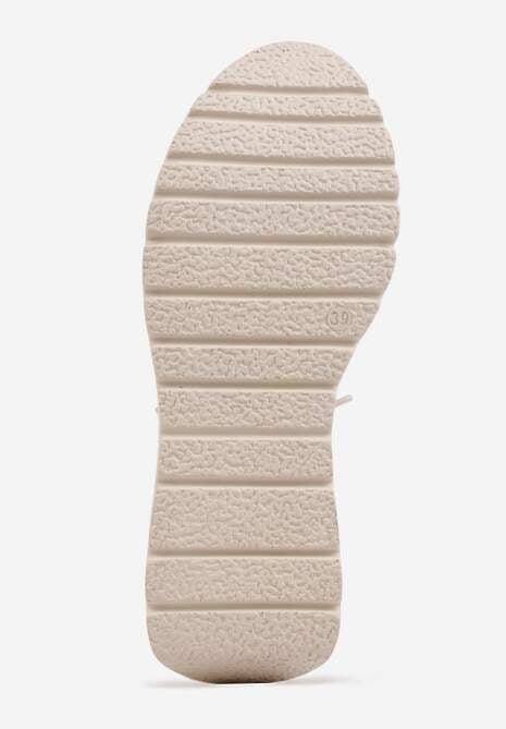 Beżowe Sneakersy na Platformie z Wkładką ze Skóry Naturalnej i Napisam Haidena 7