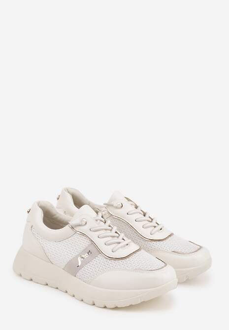 Białe Sneakersy na Platformie z Wkładką ze Skóry Naturalnej i Napisam Haidena 5