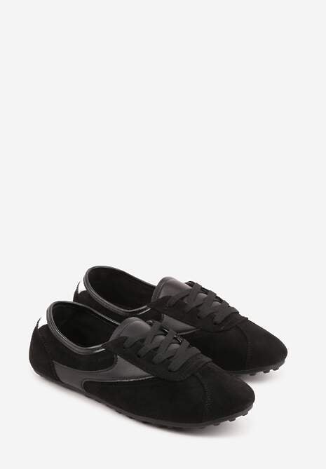 Czarne Sneakersy Kultowe Tenisówki Y2K z Imitacji Zamszu Nerialle 5