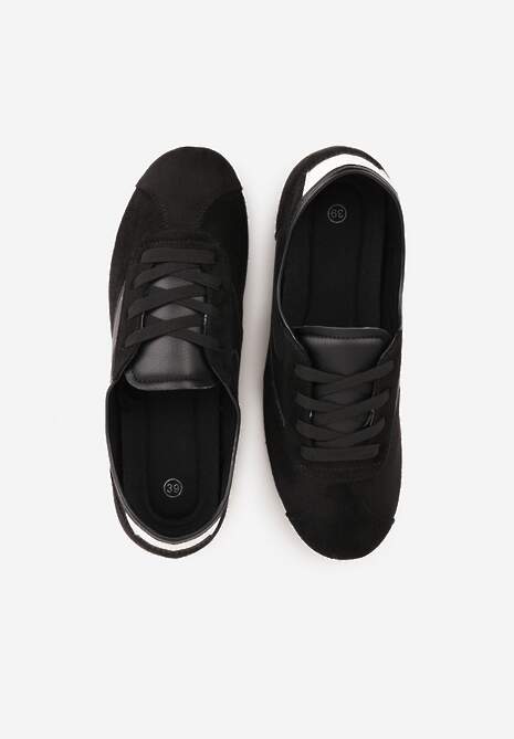 Czarne Sneakersy Kultowe Tenisówki Y2K z Imitacji Zamszu Nerialle 6