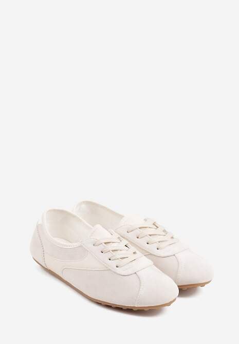 Beżowe Sneakersy Kultowe Tenisówki Y2K z Imitacji Zamszu Nerialle 5