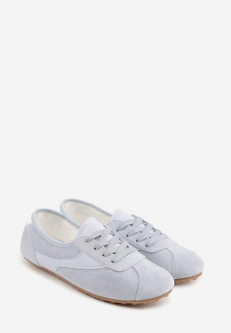 Niebieskie Sneakersy Kultowe Tenisówki Y2K z Imitacji Zamszu Nerialle 5