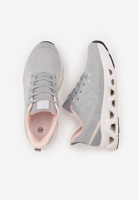 Szare Siateczkowe Buty Sportowe na Podeszwie z Otworami Quilvia 6