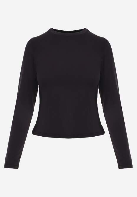Czarna Dopasowana Bluzka Typu Longsleeve z Bawełną Moanti 6