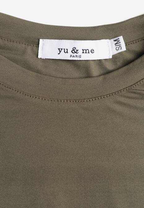 Ciemnozielona Dopasowana Bluzka Typu Longsleeve z Bawełną Moanti 6