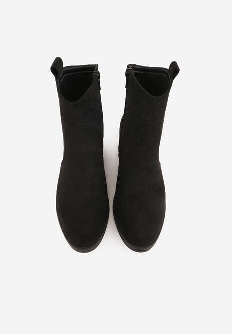 Czarne Ażurowe Botki na Słupku Typu Kowbojki Iolerine 6