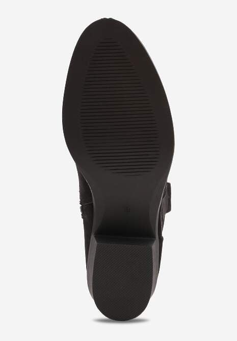 Czarne Ażurowe Botki na Słupku Typu Kowbojki Iolerine 7