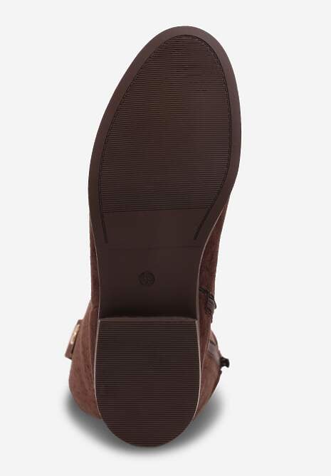 Brązowe Ażurowe Botki z Geometryczną Ozdobą Naeraste 7