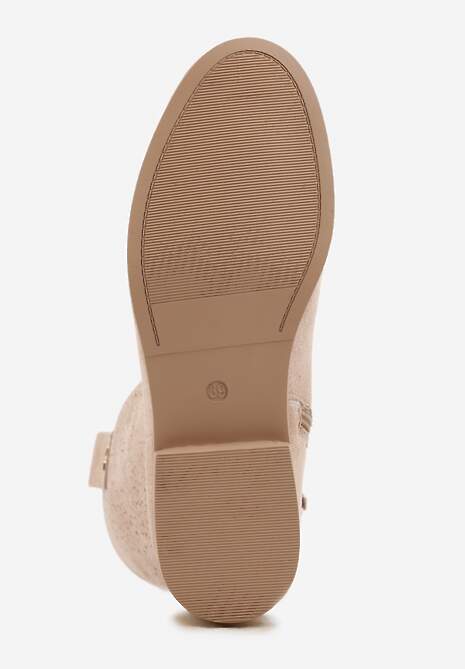 Ciemnobeżowe Ażurowe Botki z Geometryczną Ozdobą Naeraste 7