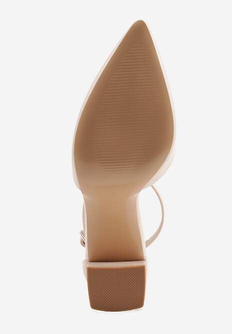 Beżowe Czółenka na Słupku w Klasycznym Stylu ze Szpiczastym Noskiem Zelelle 7