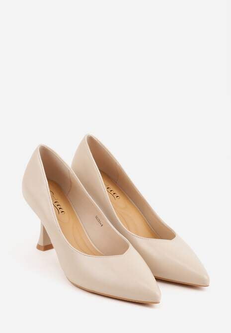 Beżowe Czółenka na Geometrycznej Szpilce Iolissa 5