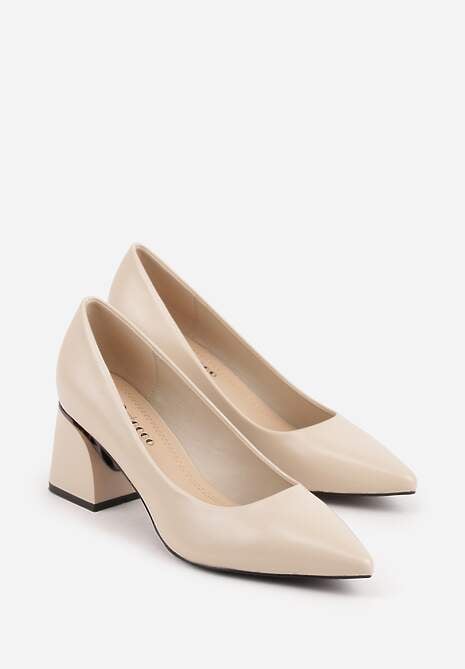 Beżowe Czółenka na Stożkowym Słupku o Nicud 5