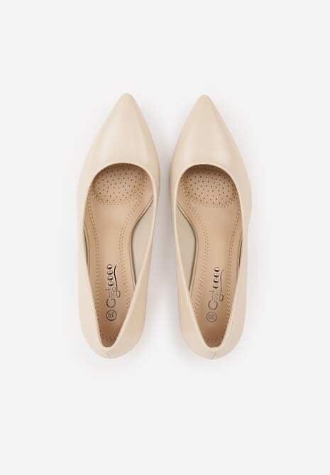 Beżowe Czółenka na Stożkowym Słupku o Nicud 6